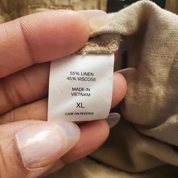 Soho NY&Co Street Tan Wide Leg Linen Blend Drawstring Pants Size XL - Picture 9 of 10